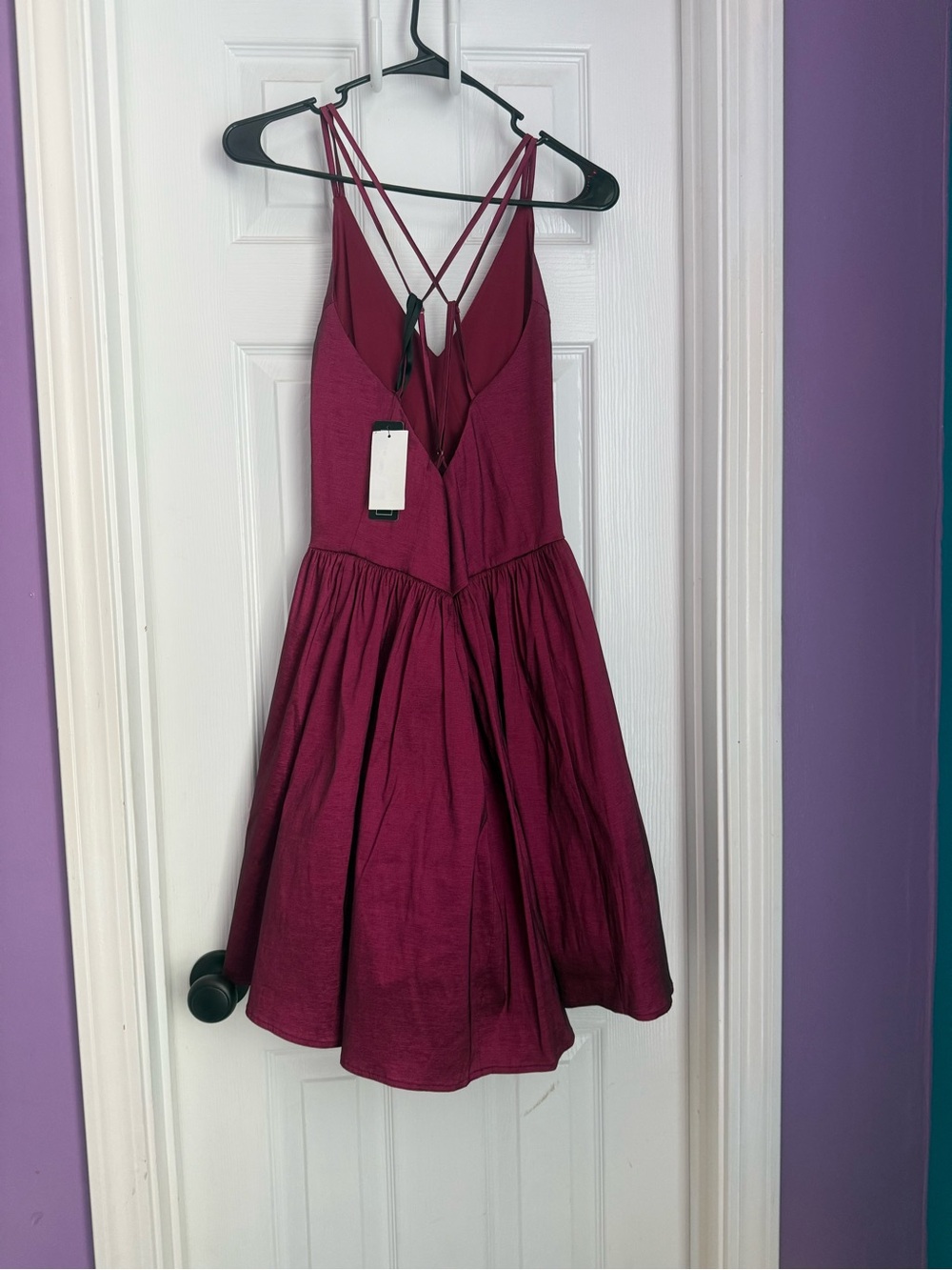 A. Byer Women V-Neck Solid Taffeta fit and flare dress